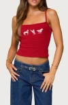 Edikted Wild Horses Graphic Crop Camisole In Red