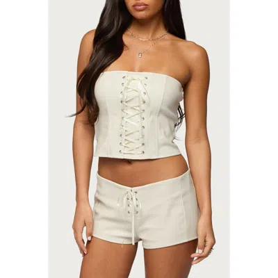 Edikted Wilde Faux Leather Corset Top In White