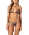 Edikted Wilhelmina Plaid Triangle Bikini Top In Brown