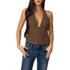 Edikted Willow Textured Halter Top In Brown