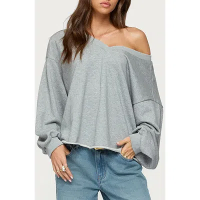 Edikted Winfred Oversize One-shoulder Sweatshirt In Gray
