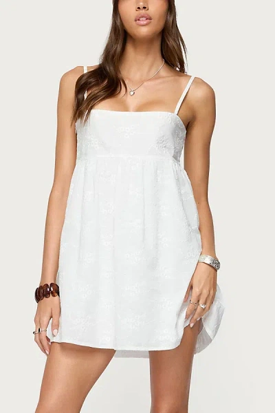 Edikted Winifred Eyelet Babydoll Mini Dress In White, Women's At Urban Outfitters