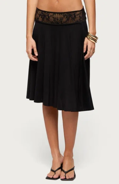 Edikted Winonah Lace Waistband A-line Skirt In Black