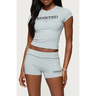 Edikted With Love Babydoll T-shirt In Gray