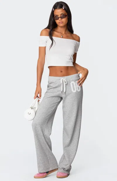 Edikted 06 Wide Leg Drawstring Sweatpants In Grey Melange