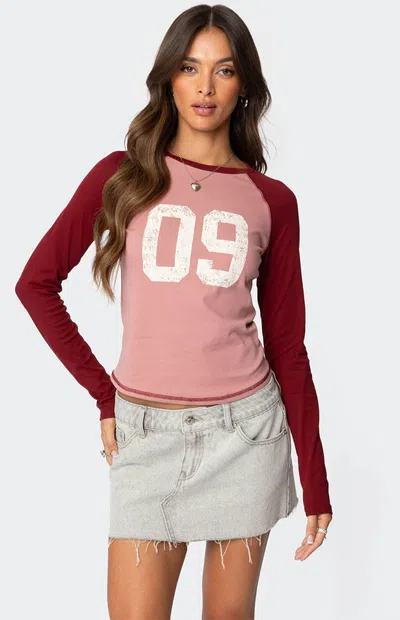 Edikted Raglan Crop T-shirt In Pink