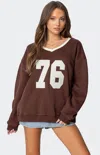 Edikted 76 Oversize V-neck Sweatshirt In Brown