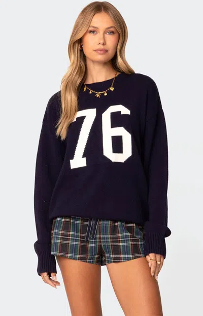 EDIKTED WOMEN'S 76 SWEATER IN NAVY