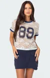Edikted Sheer Lace 89 T-shirt In White