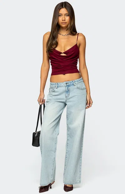 Edikted Women's Ace Relaxed Jeans In Blue In Red