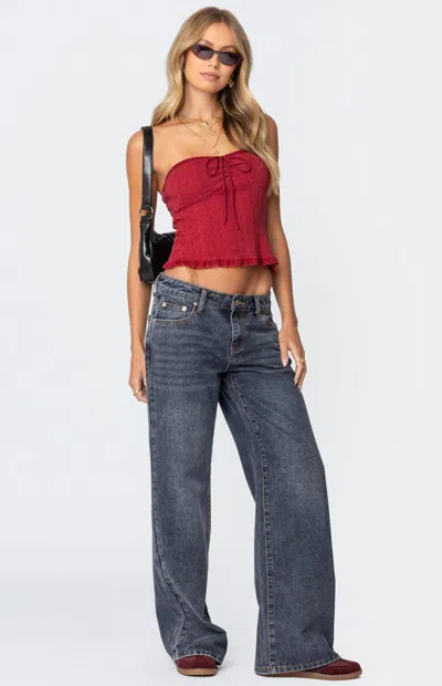 Edikted Women's Ace Relaxed Jeans In Dark Blue In Red