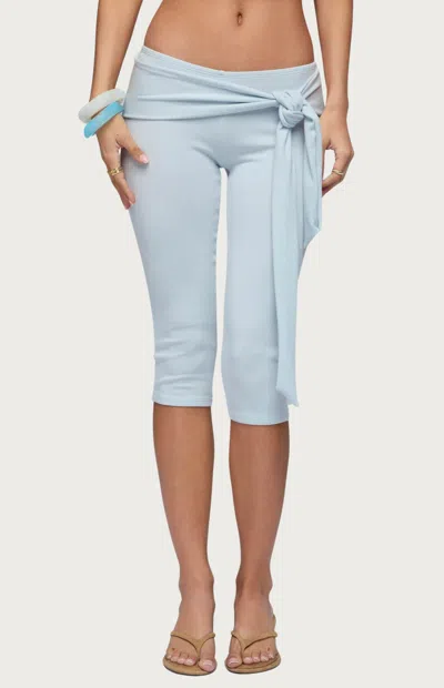 Edikted Adara Tie Capri Pants In Blue