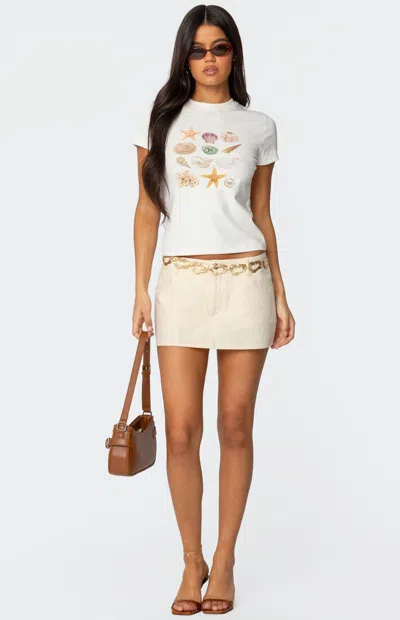 Edikted Women's Addey Linen Look Mini Skort In Cream In White
