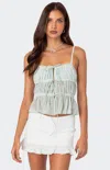 Edikted Addy Tie Front Chiffon Camisole In Blue