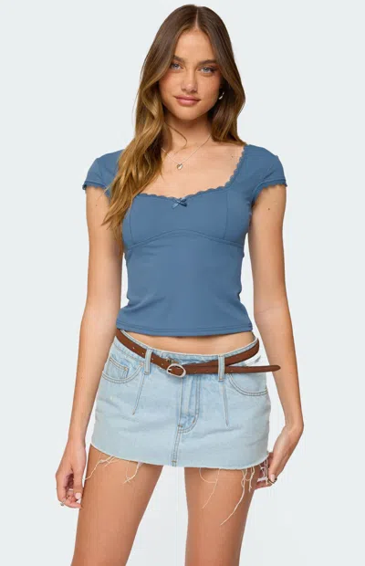 Edikted Adela Square Neck Top In Blue