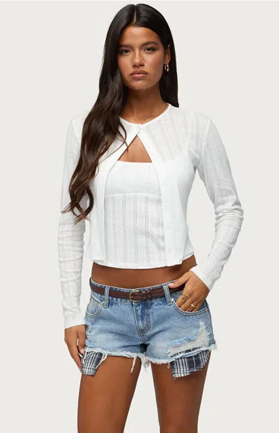 Edikted Women's Adie Pointelle Cardigan In White