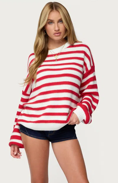 Edikted Aerin Oversize Stripe Cotton Sweater In White
