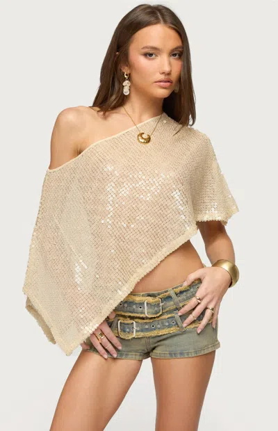 Edikted Women's Alanna Sheer Sequin Poncho In Gold