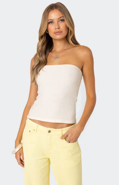 Edikted Albina Textured Tube Top In Cream