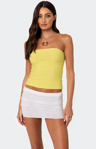 Edikted Albina Textured Tube Top In Yellow