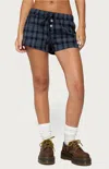 Edikted Alessa Plaid Pull-on Shorts In Blue