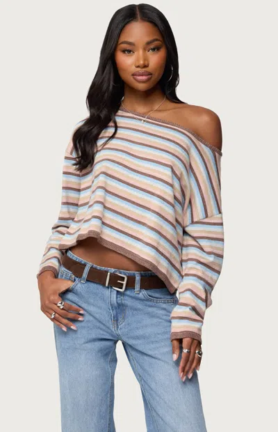 Edikted Women's Alexis Off Shoulder Striped Knit Top In Multi