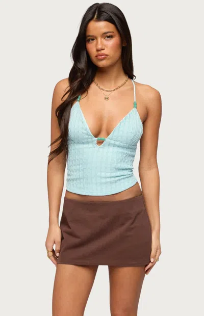 Edikted Alitah Bead Textured Tank Top In Blue