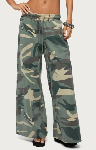 Edikted Women's Allen Camo Wide Leg Sweatpants In Camouflage In Multi
