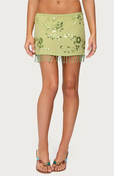 Edikted Embellished Fringe Semisheer Miniskirt In Multi