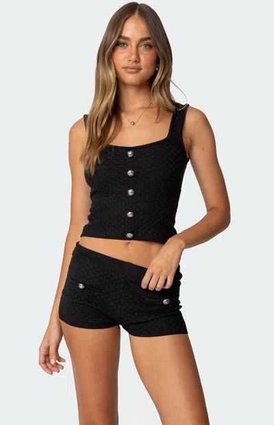 Edikted Amalie Crop Knit Tank In Black