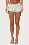 Edikted Amanu Sequin Lace Micro Shorts In Green