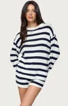 Edikted Amaris Stripe Oversize Cotton Sweater In White