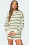 Edikted Amaris Stripe Oversize Sweater In Green