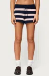 Edikted Amaris Stripe Drawstring Cotton Shorts In Blue