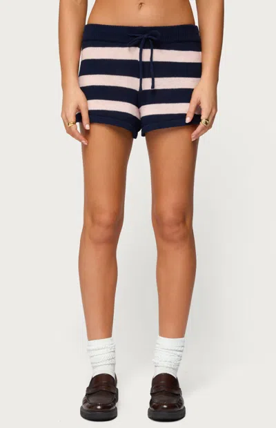 EDIKTED WOMEN'S AMARIS STRIPED KNIT SHORTS IN BLUE/PINK