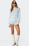 Edikted Amaris Stripe Pull-on Cotton Shorts In Blue
