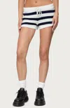 Edikted Amaris Stripe Drawstring Cotton Shorts In White