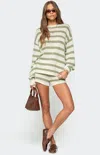 Edikted Amaris Stripe Drawstring Cotton Shorts In Green