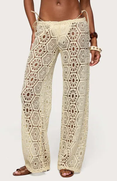 Edikted Amrita Baggy Open Stitch Pants In Neutral