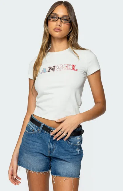 Edikted Angel Patch Baby Tee In White