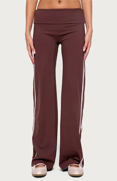 Edikted Women's Anica Stripey Mid Rise Fold Over Pants In Brown