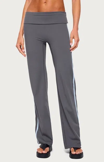 Edikted Women's Anica Stripey Mid Rise Fold Over Pants In Charcoal