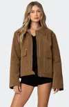Edikted Annabelle Oversized Suede Jacket In Brown