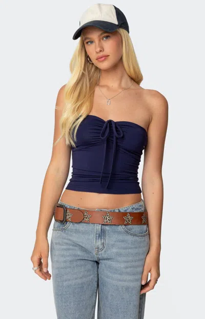 Edikted Women's Annelise Strapless Top In Navy In Blue