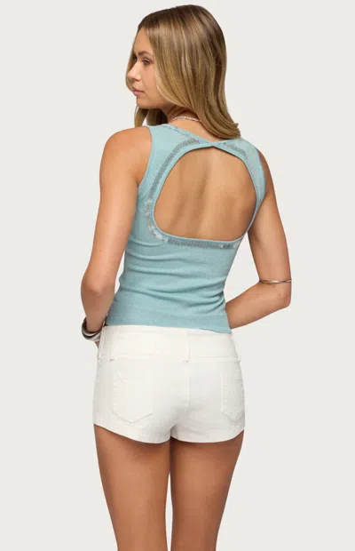 Edikted Women's Annya Sequin Cutout Knit Top In Aqua In Blue
