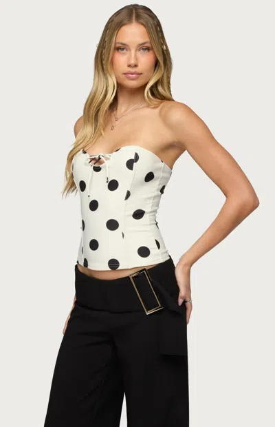 Edikted Women's Antonelle Polka Dot Corset In Black/ivory In Multi
