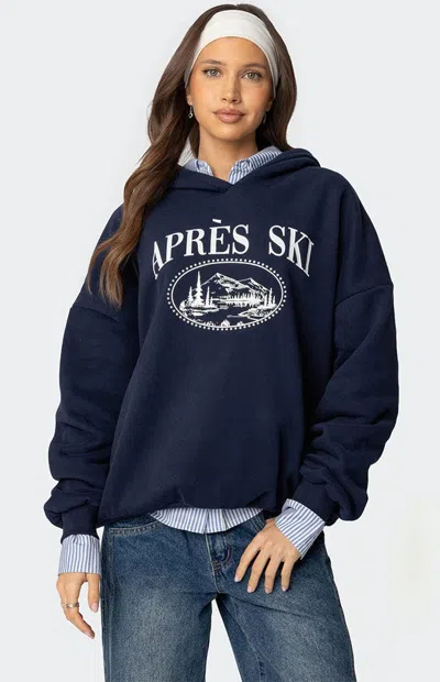 Edikted Apres Ski Oversized Hoodie In Navy