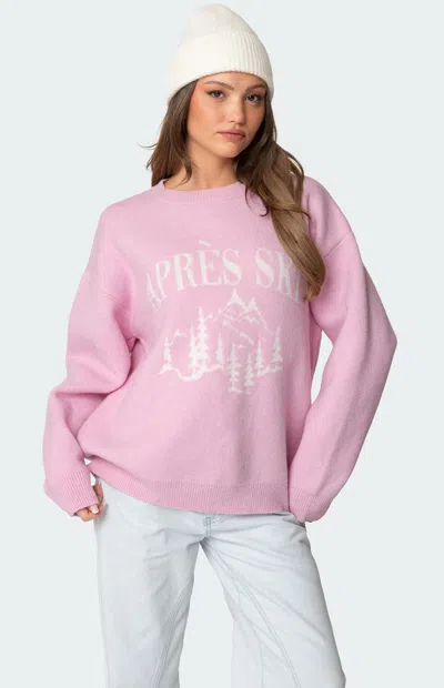 Edikted Apres Ski Oversized Sweater In Pink