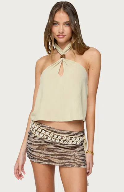 Edikted Ariya Keyhole Halter Top In Neutral