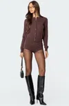 Edikted Ashlin Knit Micro Shorts In Brown